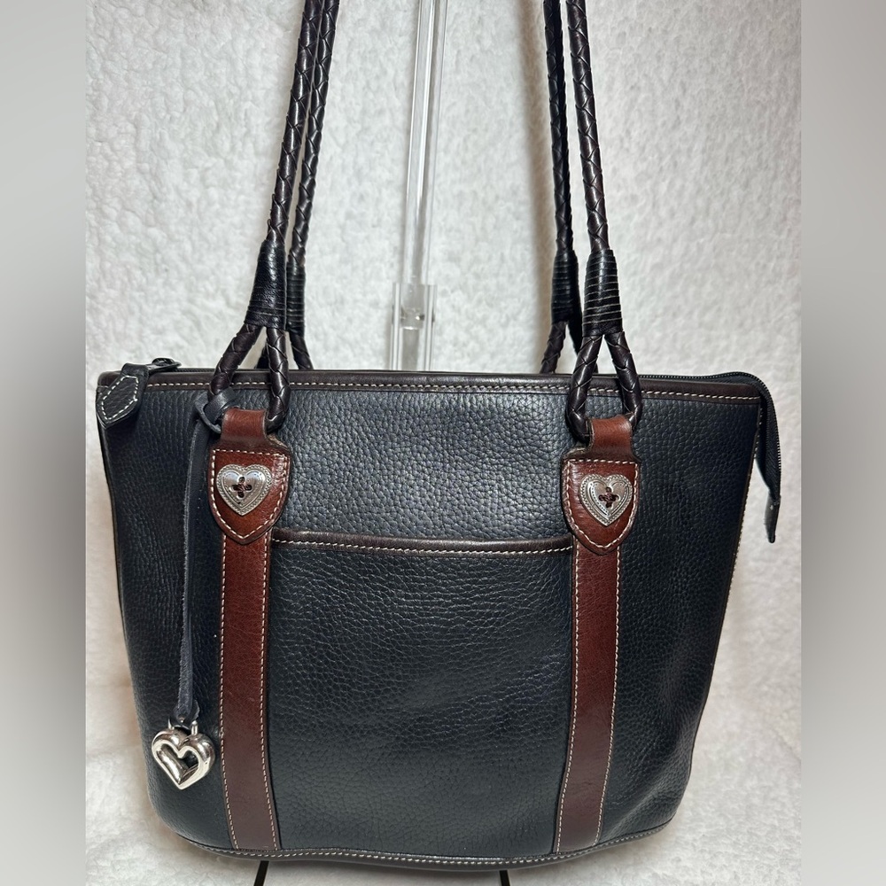 Brighton Black and Brown Heart Accent Tote